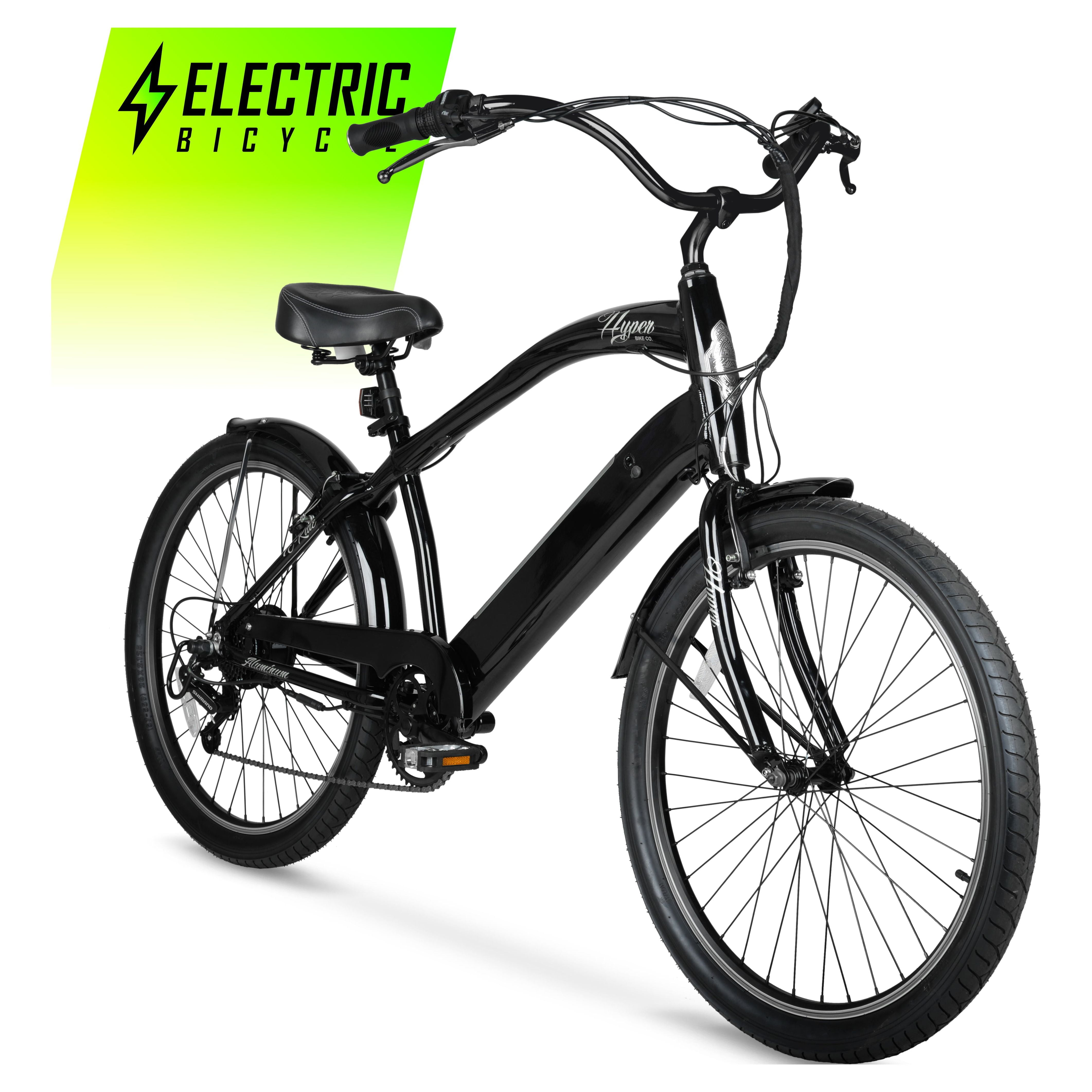Hyper Bicycles E-Ride 26 Men's 36V Electric Cruiser E-Bike with  Pedal-Assist, 250W Motor, Black 
