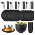 thumbnail image 1 of 48pcs Vajilla Juego Cocina Paja Trigo Plato Tazas Kit Modelo Negro, 1 of 4