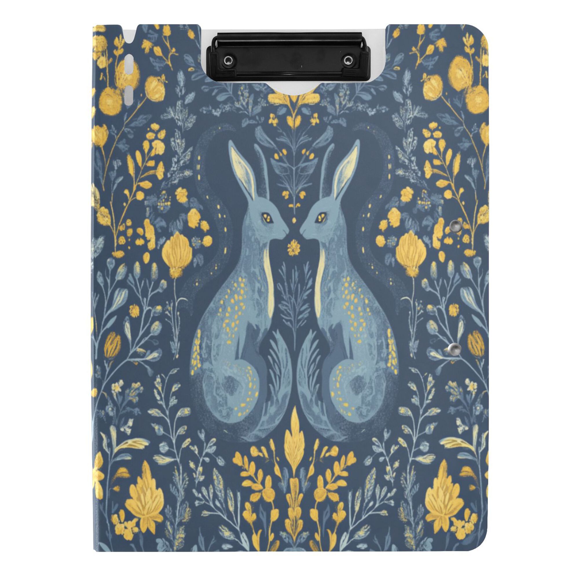 FORMRS A4 Clipboard Folder with Pen Holder Horizontal Foldable School Office Binder, Yellow Forest Pattern