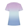 thumbnail image 4 of Plebaso Womens Summer Shirts Short Sleeve Gradient Tunic Tops Square Neck Dressy Loose Blouses with Split, 4 of 4