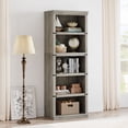 thumbnail image 2 of Estilo rural - style de madera estante de libros, gray, 67.4 pulgadas de altura y 24.5 pulgadas de anchura, 5 - tier almacenamiento para sala de estar y oficina en casa, 2 of 10