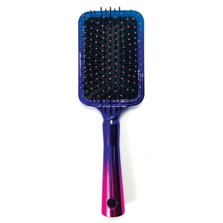 Lavender Finish - Large Square Paddle Brush by Better Beauty Products, Professional Salon Brush, Ombre Tricolor Chrome Finish, Detangling Brush, with Lavender Tipped Quills and Long Handle