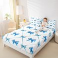 thumbnail image 4 of Manfei Kawaii Bow Sheet Set Queen,Blue Geometry Lines Bedding Sets Queen Size,Ribbon Bowtie Queen Sheet Sets For Princess,Microfiber Room Decoration,4-Piece, 4 of 7