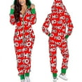 thumbnail image 5 of Pijama navideño de una pieza para mujer con capucha, estampado de Papá Noel, mono acogedor para adultos, ropa festiva para el hogar., 5 of 5