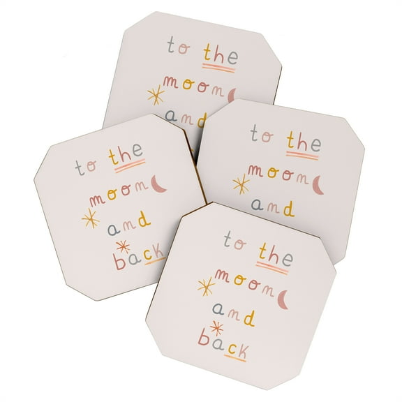 Society6 Hello Twiggs To the Moon and Back Set of 4 Coasters