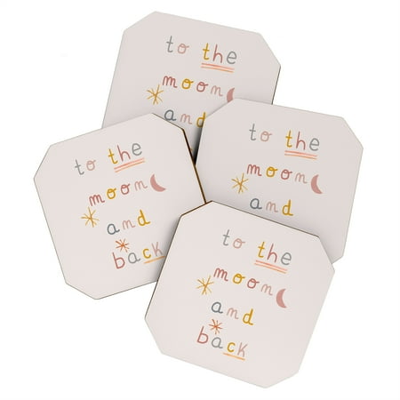 

Society6 Hello Twiggs To the Moon and Back Set of 4 Coasters