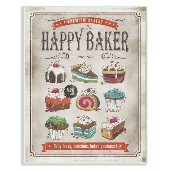 Stupell Industries Happy Baker Vintage Comic Book Design Wall Plaque by Ester Kay