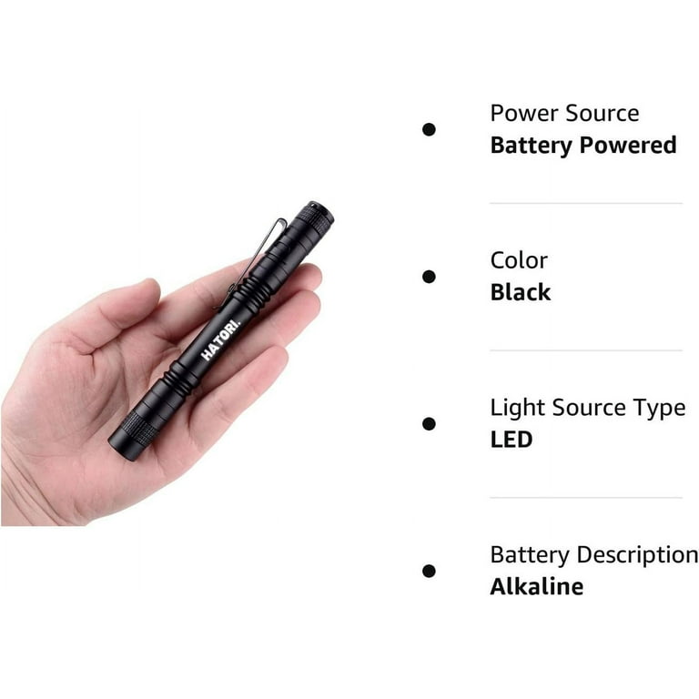 Hatori Super Small Mini LED Flashlight Battery-Powered Handheld Pen Light  Tactical Pocket Torch with High Lumens for Camping, Ou