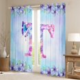 thumbnail image 2 of Homewish Initial T Letter Curtains Pack of 2 (42x84 Each) for Teens, Magic Butterfly Animal Curtains Blackout, Cartoon Dreamy Floral Bedroom Curtains, Window Curtains Bedroom Decor, 2 of 6