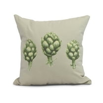 Simply Daisy, 16" x 16" Artichoke Outdoor Pillow, Light Gray-Green