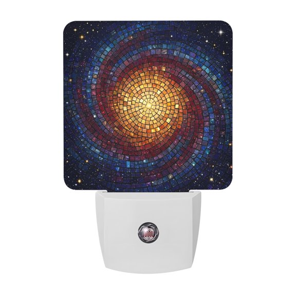 Night Lights Plug into Wall, Orange Blue Abstract LED Night Light with Dusk to Dawn Sensor, Modern Artistic Geometric Decorative Nightlight for Hallway Bathroom Kitchen