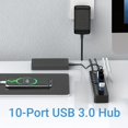 thumbnail image 3 of USB 3.0 Hub, 10-Port USB Data Hub Splitter With Separate On/Off Switch And Power Adapter USB Extender For Mouse, Keyboard, Hard Drive Or More USB Devices, 3 of 6