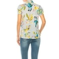 thumbnail image 3 of Women's Floral Print Overlapping Short Sleeve Top with Front Tie Collar, 3 of 5