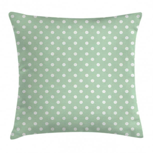 Mint Throw Pillow Cushion Cover, Classical Old Fashioned Polka Dots