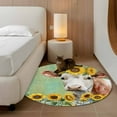 thumbnail image 2 of Small Round Rug 3Ft Washable Non-Slip, Cow Sunflowers Circle Area Rugs for Living Room Bedroom, Farmhouse Pastoral Animals Flowers Plants Indoor Floor Mats Carpet Runner for Home Decor, 2 of 8