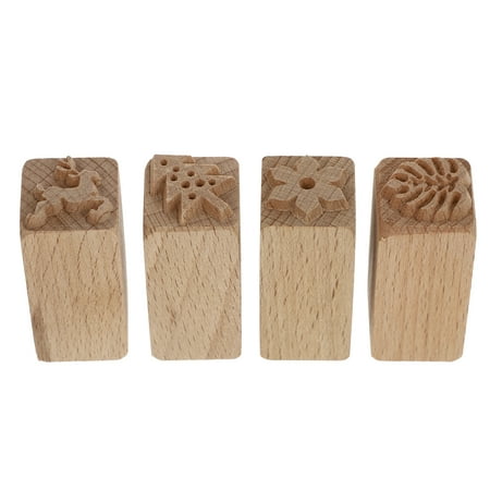 

HEMOTON 4pcs Christmas Bread Cake Stampers Dessert Molds Biscuit Printing Molds (Wood color)