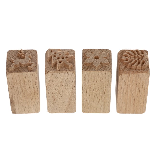 4 Pcs Moules à Pain de Noël pour Gâteaux Moules à Desserts Impression Biscuits (Couleur Bois)