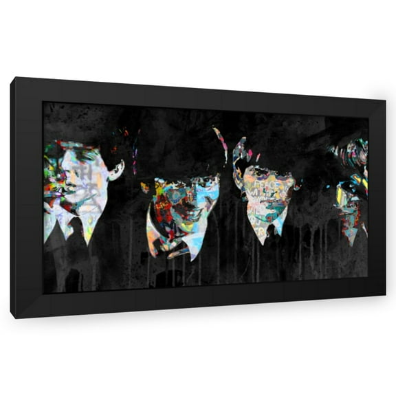 Stephen Chambers 24x15 Black Modern Wood Framed Wall Art Titled - Beatles Peace Within