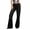 Black, variant on Women's Pants with Pockets,Women Low Rised Wide Leg Denim Pants Y2k Solid Baggy Flared Hem Jeans Stretch Bell Bottom Trousers
