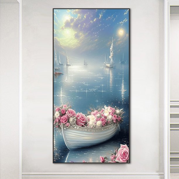 Diamond Painting 5D DIY Full Round Drill Flower Ship Decoración del hogar (LP504) Hugtrwg Para estrenar