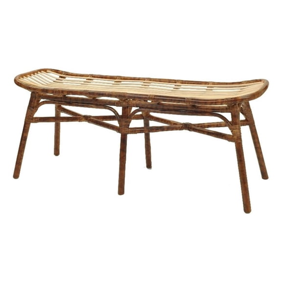 Beyla Rattan Bench, Marble Brown