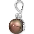 thumbnail image 2 of 14K White Gold Wg 10-11mm Round Saltwater Cultured Tahitian Pearl .07Ct Dia. Pendant (24.3 X 11) Made In Canada xf732, 2 of 5