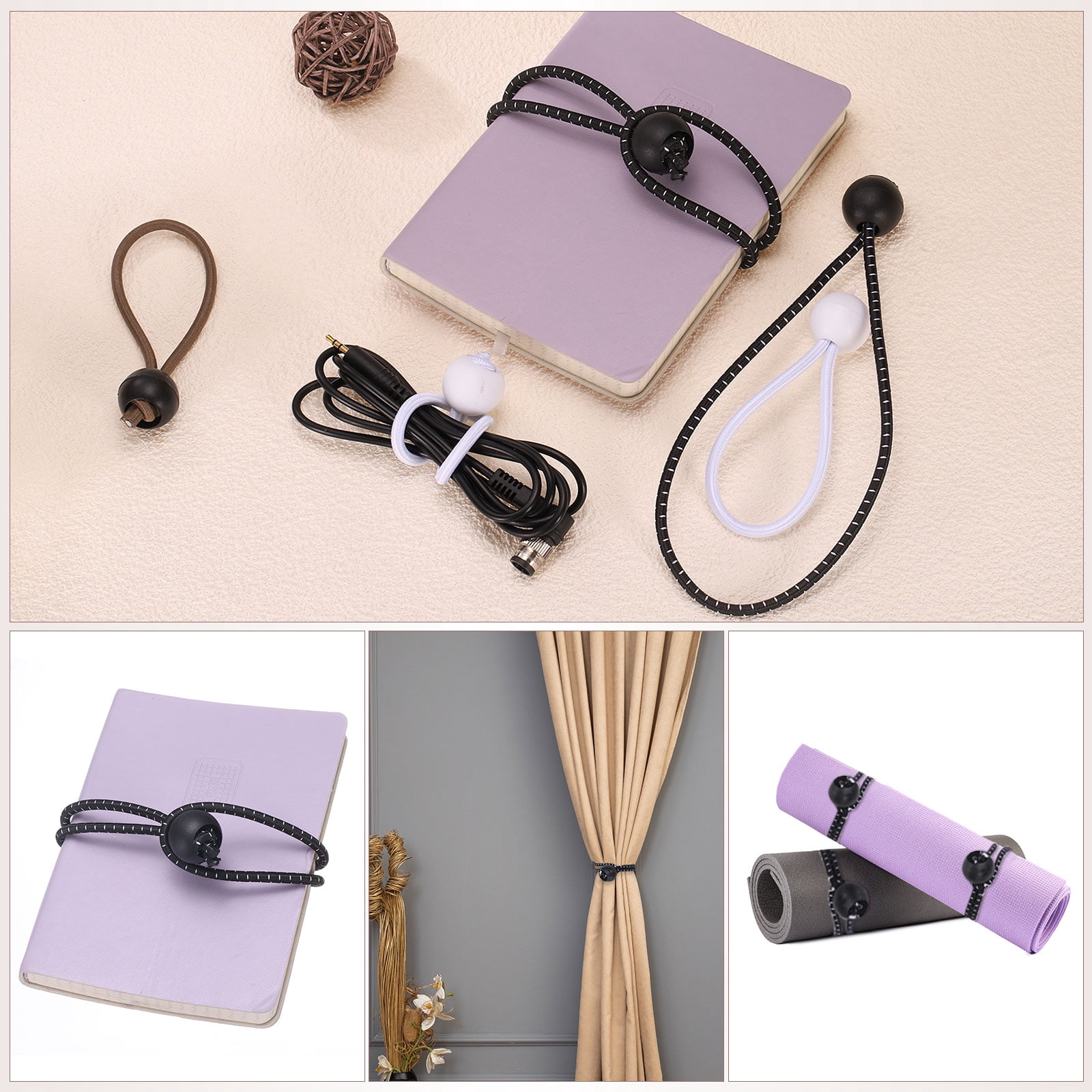 6 Inch Balls Bungee Cords, 60 Pcs Bungee Cords with Balls Elastic Tarp Tie Downs for Tents