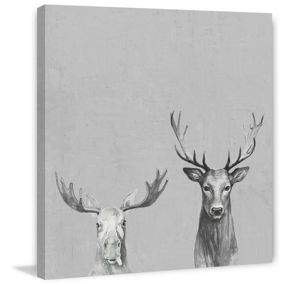 Antler Rules in Gray Painting Print on Wrapped Canvas