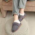thumbnail image 3 of Smile Popcorn Women's Fuzzy Slippers Memory Foam House Slippers for Women Warm Winter House Shoes, Button Grey, 3 of 7