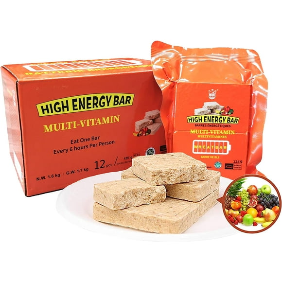 BDH High Energy Bar Mixed Fruit Multi-Vitamin 7400 Calories | 125g*12bags MRE Survival Emergency Food Ration Long shelf-life Biscuits Crisis Disaster Preparation