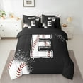 thumbnail image 2 of Manfei Baseball Sport Bedding Comforter Set 7pcs for Kids Teens, Black White King Bedding Sets, Monogrammed Letter E Bed Sheets, Microfiber Bedroom Decor, 2 of 8