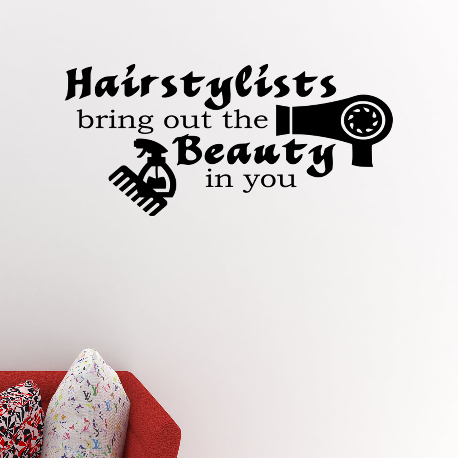 HAIR and BEAUTY swirls scissors wall sticker art decal hairdressers salon window 
