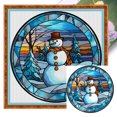 thumbnail image 1 of Hilo Algodón Bordado 11CT Vitral Muñeco Nieve Punto Cruz 40x40cm, 1 of 9