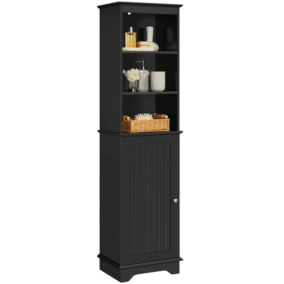 Yaheetech Freestanding Bathroom Storage Cabinet with Single Door, Black