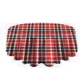 thumbnail image 5 of Red Black White Checkerboard Checkered Pattern Round Tablecloth 60"x60",Wrinkle Wipeable Table Cloth for Kitchen Dining Room Picnic Patio Party, 5 of 6