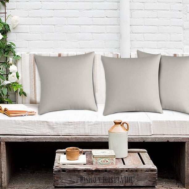 Funda impermeable para almohada de exterior: protector de cojín resistente a la intemperie para muebles de patio, jardín y piscina, funda moderna de color liso para respaldo, tejido fácil de limpi