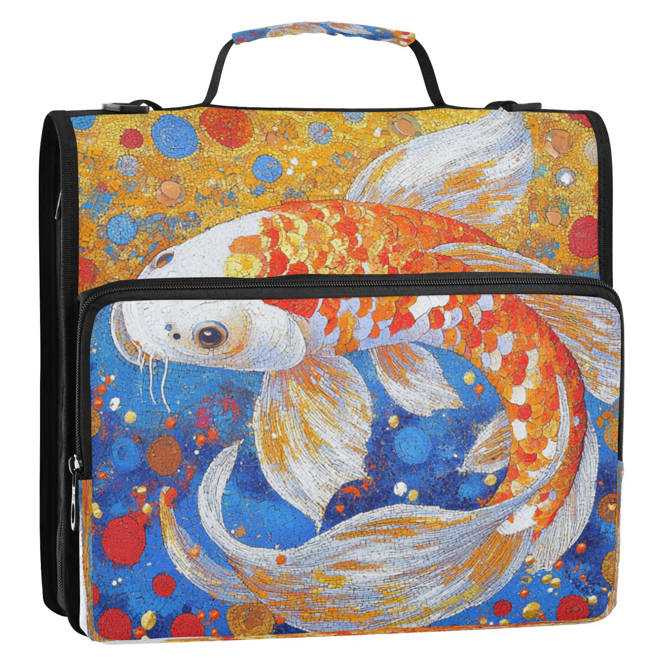 YAZAOO Zipper Binder trapper keeper Documents Organized Design Golden Serenity Printed