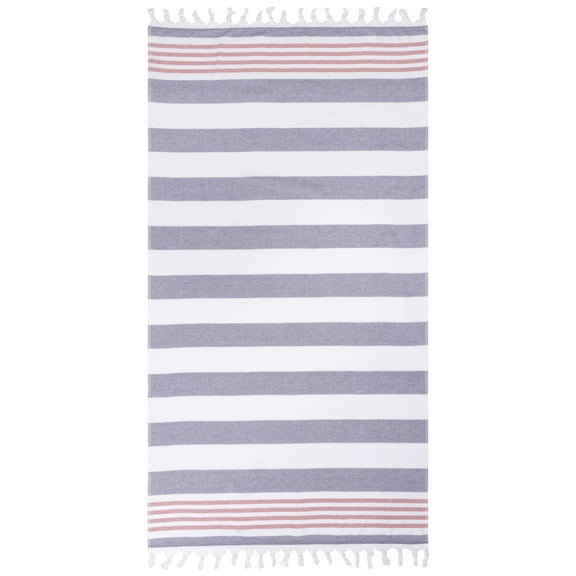 Impressions Summery Stripe Fouta Beach Towel with Fringe