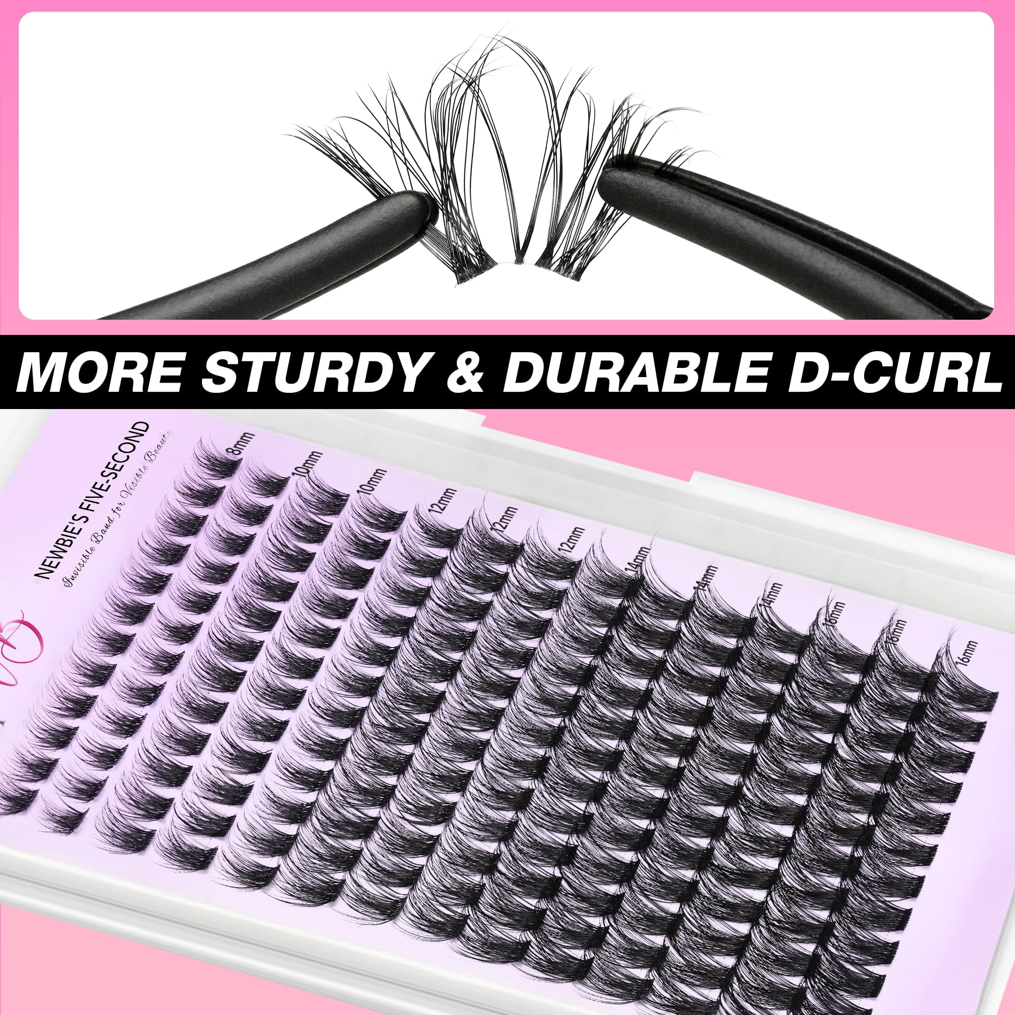 VEYESBEAUTY Siren Lash Clusters 168pcs, Dense Voluminous Individual Lashes with Invisible Band, Flase Eyelashes Reusable up to 7 Days Lash Tray