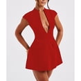 thumbnail image 2 of NJWS Women Sexy Mini Dress Deep V Neck Cap Sleeve A Line Dress Short Formal Dresses Party Club, 2 of 5