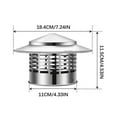 thumbnail image 2 of Ovzne Stainless Steel Chimney Cap Rain Cover Roof Vent Cap Chimney Topper with Screen(Top Diameter:7.28",Low Diameter:2.95",Height:4.53"), 2 of 2