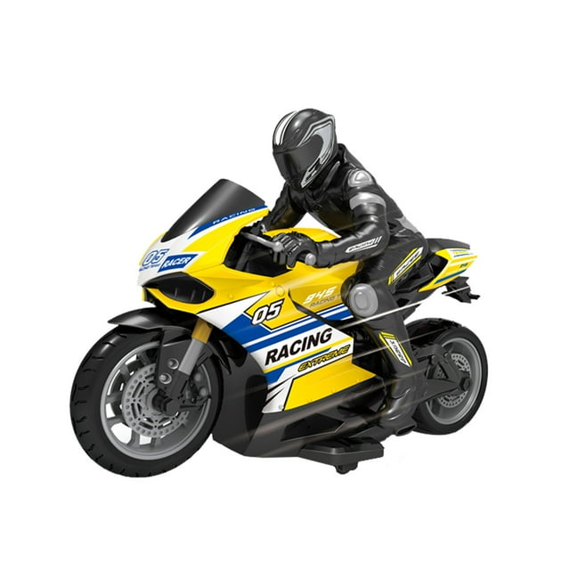 Yellow 2.4G High Speed Remote Control Motorcycle, Drift Racing Stunt Bike Toy For Kids, 8.9X3.4X6.7 Inch Rc Off-Road Vehicle