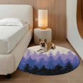 thumbnail image 3 of Fall Forest, Round Area Rug 3.3 FT, Non Slip Small Entryway Kitchen Mat, Autumn Ombre Purple Black Trees Fog Mountain Washable Soft Circular Rug Non-Shedding Door Mat for Bathroom Playroom Kids Room, 3 of 9