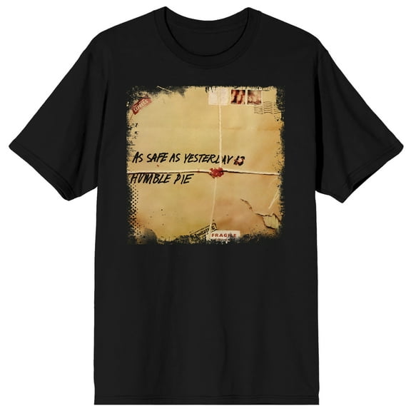 Humble Pie As Safe As Yesterday Is Album Cover Men's Black Tee with Short Sleeves and Crew Neck-Medium