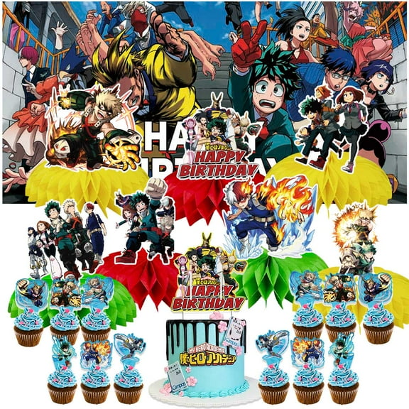 My Hero Academia Party Decorations Decor Supplies Honeycomb Centerpieces Table Toppers Cake Toppers for Birthday Photo Props