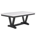 thumbnail image 2 of Newboti Furniture 7pc Dining Set Contemporary Style White Genuine Marble Rectangular Table Top Dove Gray Upholstery Chairs Nailhead Tufted Black Finish Wooden Solid Wood Dining Room Furniture BN.2356, 2 of 8