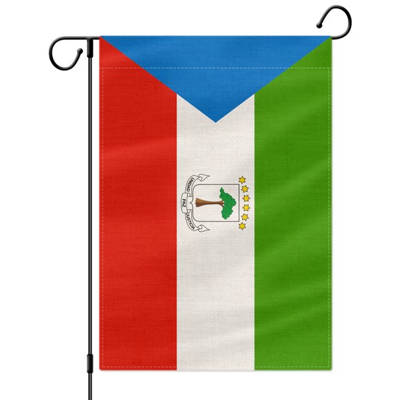 PTEROSAUR Equatorial Guinea Garden Flag, The Republic of Equatorial Guinea National Flag, 12.5x18 inch Double Sided Burlap for House Yard Lawn Indoor Outdoor Decor