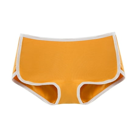 Chuancc Womens Underwear Women Underwear for Women Mid Waist Solid Color Underwear No Show Breathable Comfortable Soft Underpants Cotton Womens Underwear Women S Boxers Underwear Clearance Yellow Xl