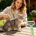 thumbnail image 5 of FEOLGEHLY Double Sided Pet Dematting Comb for Dogs and Cats, Stainless Steel Undercoat Rake for Long Hair, Safe Deshedding and Detangling Pet Brush for Grooming (Green), 5 of 8