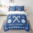 thumbnail image 2 of Manfei Merry Christmas Bedding Comforter Set 7 Pieces for Kids, Xmas Sled Queen Bedding Sets, Blue White Candy Canes Super Cozy Room Decor, 2 of 8